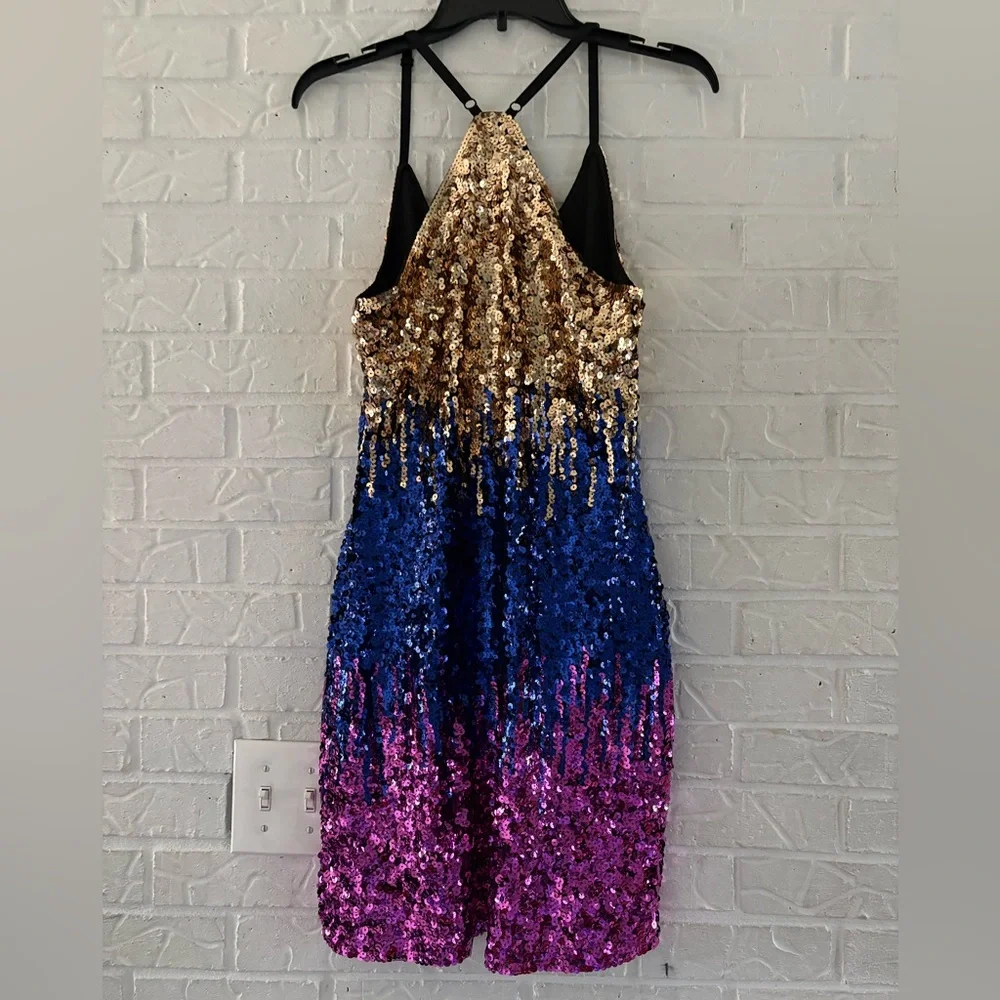 NWT Sequin Gold, Blue, and Purple Dress - Picture 2 of 3